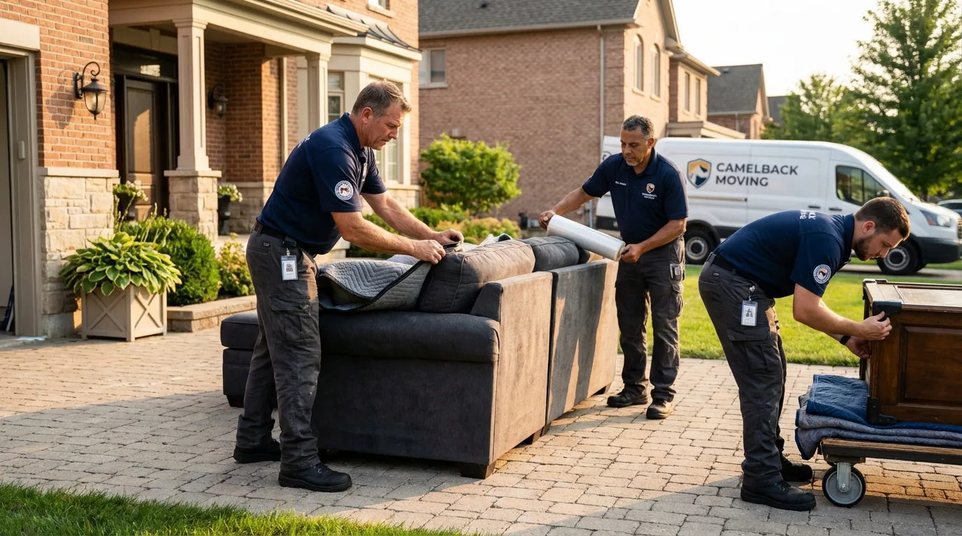 Large estate moving crew wrapping furniture in Columbia, KY